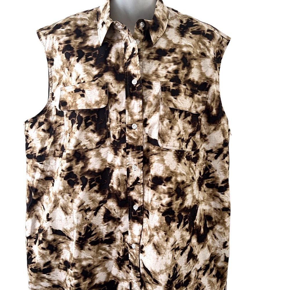 Samsoe Samsoe Button Down Camouflage Clay Sleevel… - image 1